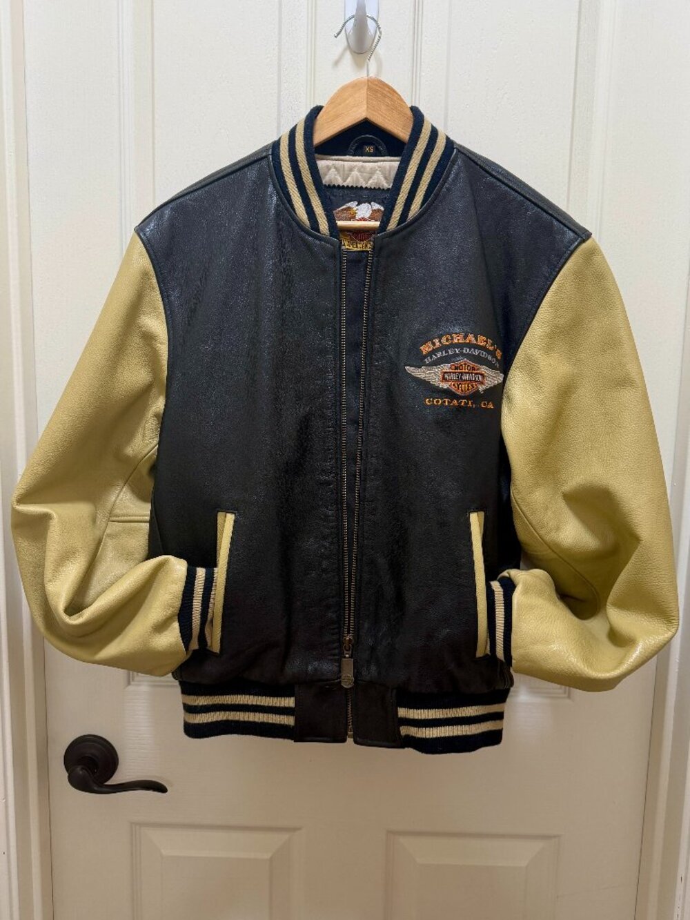 Harley Davidson Leather Motorcycle Bomber Jacket Size XS  Vintage California